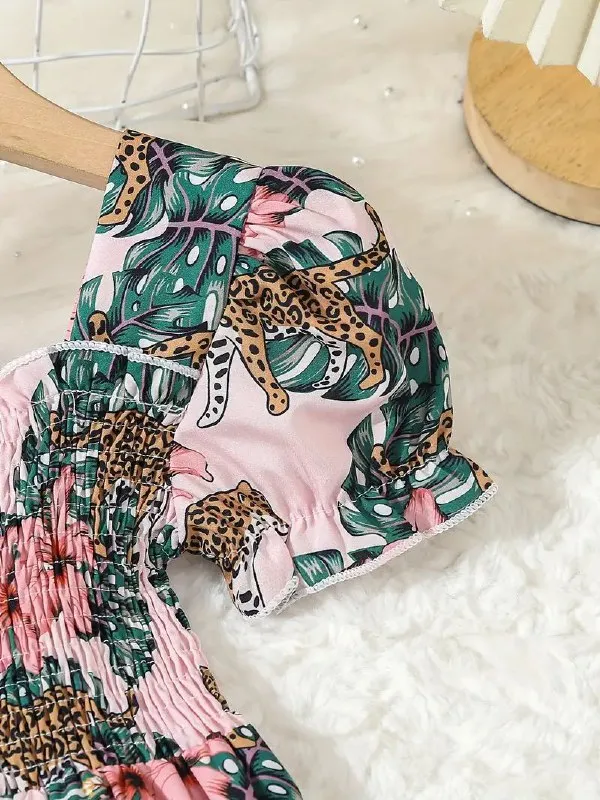 Girls'_Floral_Leopard_Print_Smocked_Puff_Sleeve_Midi_Dress_|_Summer_Casual_Party_Wear_Frock_for_Kids_|_Stylish_Girls_Floral_Puff_Sleeve_Midi_Frock_with_Smocked_Bodice_|_Girls_Summer_Midi_Dress