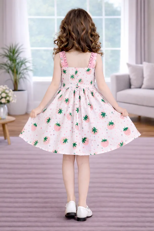 Sweet_Strawberry_Pink_Bow_Flare_Dress_for_Girls
