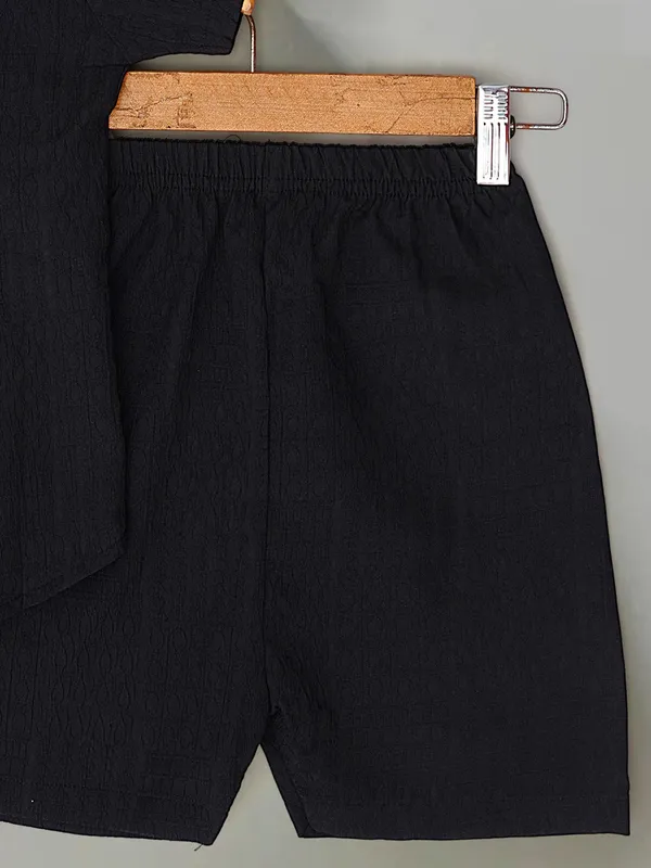 Kids_Classic_Black_Casual_Shirt_Shorts_Set
