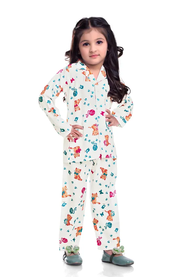 Kids_Girls_Cotton_Night_Suit_?_Cute_Cat_Print_Full_Sleeves_Pajama_Set_(White)