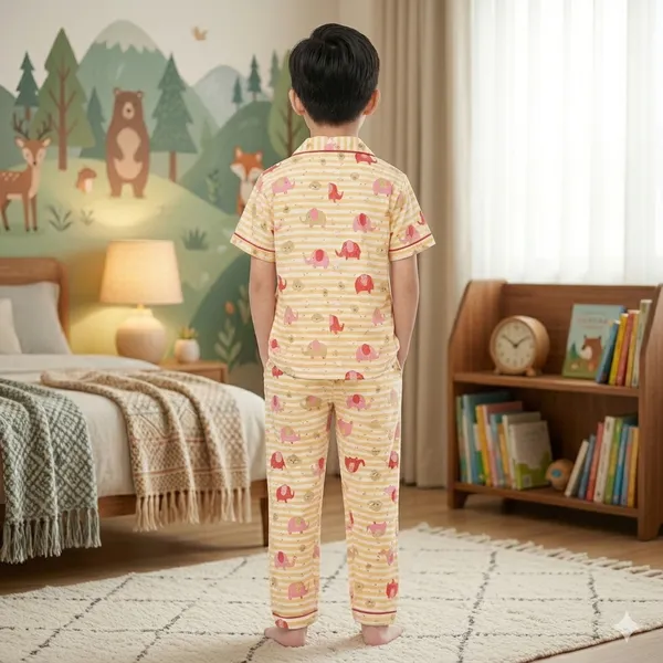 Froquiliz_Boys_Yellow_Elephant_Print_Cotton_Night_Suit_Set