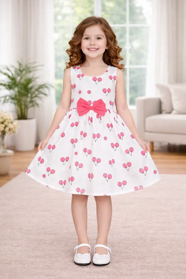 Cute_Cherry_Bow_Flare_Dress_for_Girls