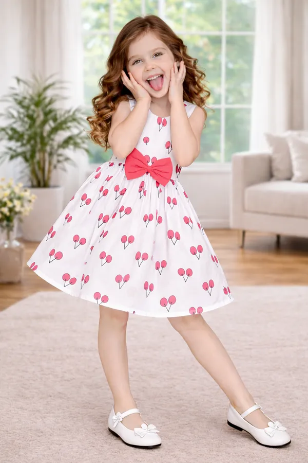 Cute_Cherry_Bow_Flare_Dress_for_Girls