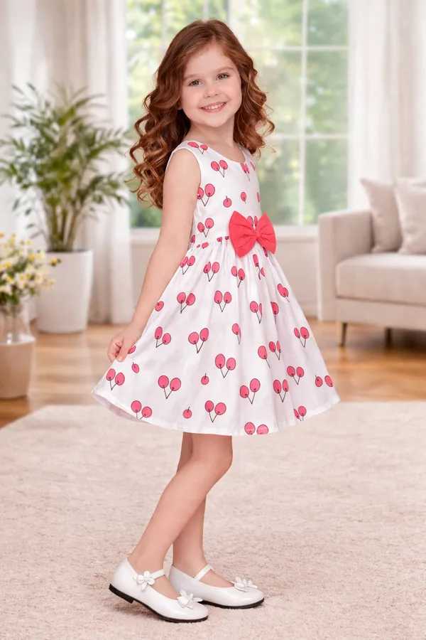 Cute_Cherry_Bow_Flare_Dress_for_Girls