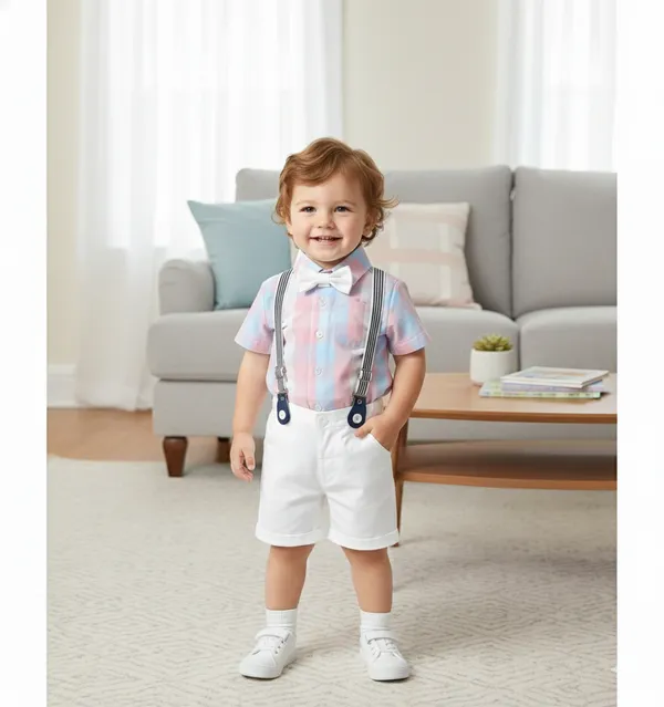 Stylish_Baby_Boy_Party_Wear_Shirt_&_Shorts_Set_With_Suspenders_&_Bow_Tie