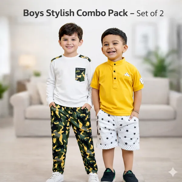 Trendy_Boys_Fashion_Combo_Set_(Camo_Jogger_+_Yellow_Polo_Shorts)