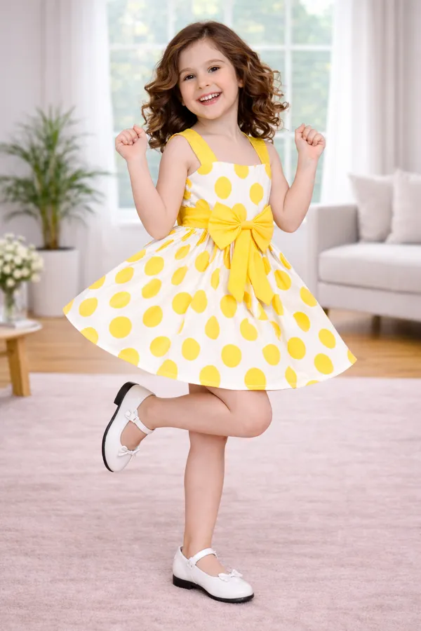 Sunny_Yellow_Polka_Dot_Bow_Flare_Dress_for_Girls