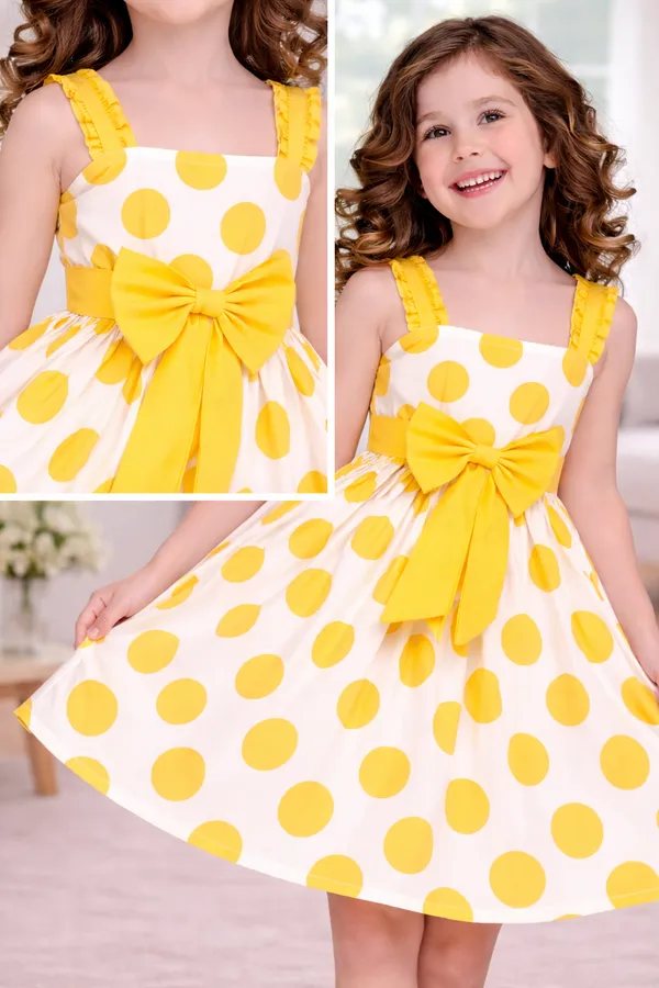 Sunny_Yellow_Polka_Dot_Bow_Flare_Dress_for_Girls