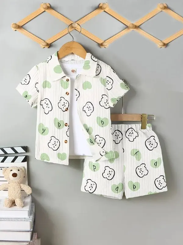 Unisex_Cotton_Co-ord_Set_with_Bear_&_Heart_Print_|_Summer_Half_Sleeve_Shirt_and_Shorts_Set_|Kids_Casual_Shirt_&_Shorts_|_Cotton_Half_Sleeve_Shirt_&_Shorts_|_Baby_Boy_Girl_Co-ord_Set