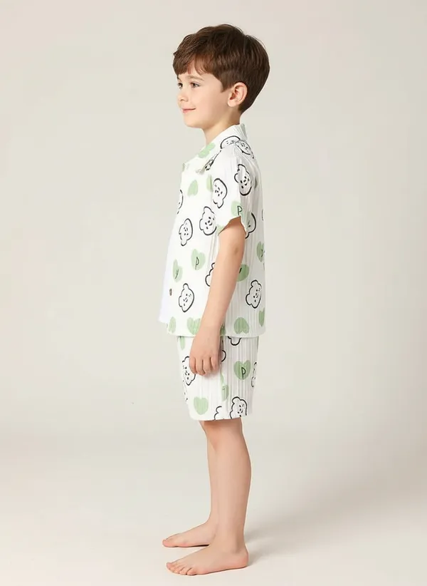 Unisex_Cotton_Co-ord_Set_with_Bear_&_Heart_Print_|_Summer_Half_Sleeve_Shirt_and_Shorts_Set_|Kids_Casual_Shirt_&_Shorts_|_Cotton_Half_Sleeve_Shirt_&_Shorts_|_Baby_Boy_Girl_Co-ord_Set