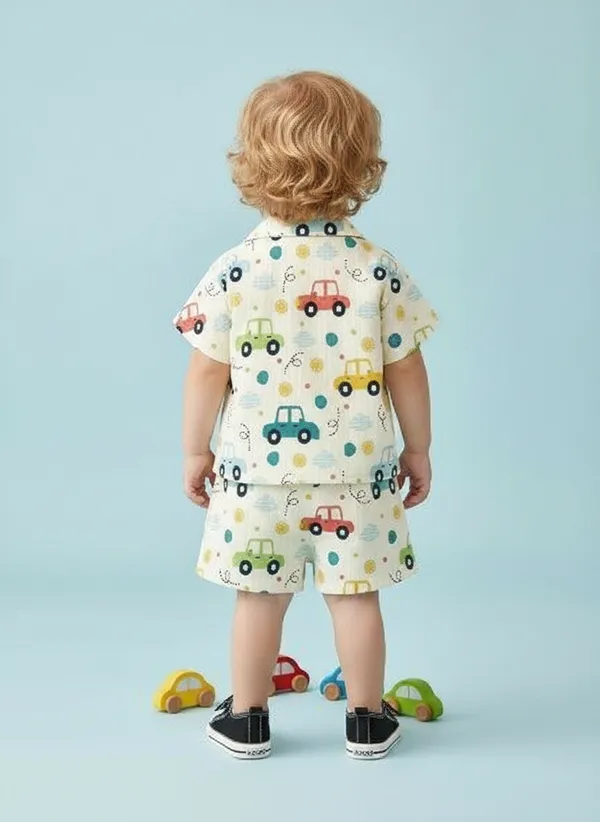 Unisex_Cotton_Co-ord_Set_with_Car_Print_|_Summer_Half_Sleeve_Shirt_and_Shorts_Set_|Kids_Casual_Shirt_&_Shorts_|_Cotton_Half_Sleeve_Shirt_&_Shorts_|_Baby_Boy_Girl_Co-ord_Set