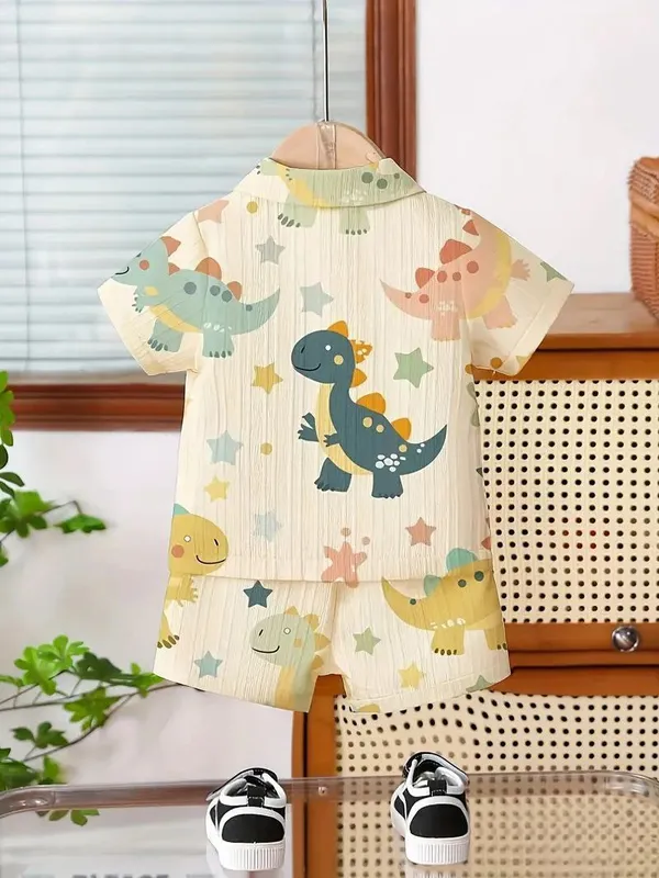Unisex_Cotton_Co-ord_Set_with_Dinosaur_Print_Print_|_Summer_Half_Sleeve_Shirt_and_Shorts_Set_|Kids_Casual_Shirt_&_Shorts_|_Cotton_Half_Sleeve_Shirt_&_Shorts_|_Baby_Boy_Girl_Co-ord_Set