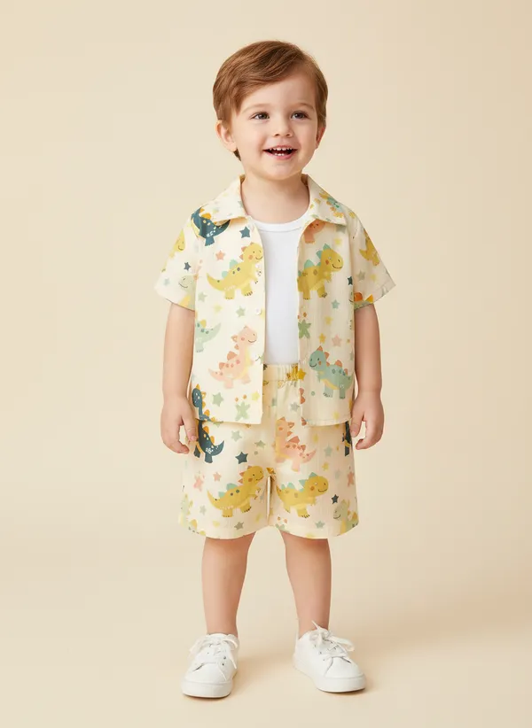 Unisex_Cotton_Co-ord_Set_with_Dinosaur_Print_Print_|_Summer_Half_Sleeve_Shirt_and_Shorts_Set_|Kids_Casual_Shirt_&_Shorts_|_Cotton_Half_Sleeve_Shirt_&_Shorts_|_Baby_Boy_Girl_Co-ord_Set