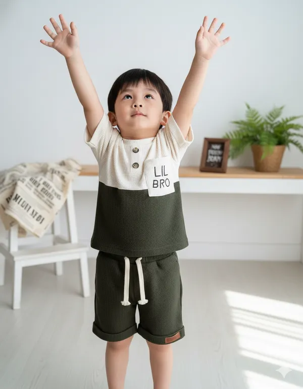 UrbanCub_Olive_Cotton_Boys_Top_&_Shorts_Set