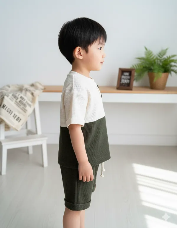 UrbanCub_Olive_Cotton_Boys_Top_&_Shorts_Set
