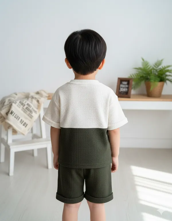 UrbanCub_Olive_Cotton_Boys_Top_&_Shorts_Set