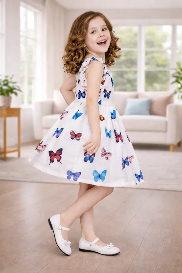 Colorful_Butterfly_Print_Frill_Sleeve_Flare_Dress_for_Girls