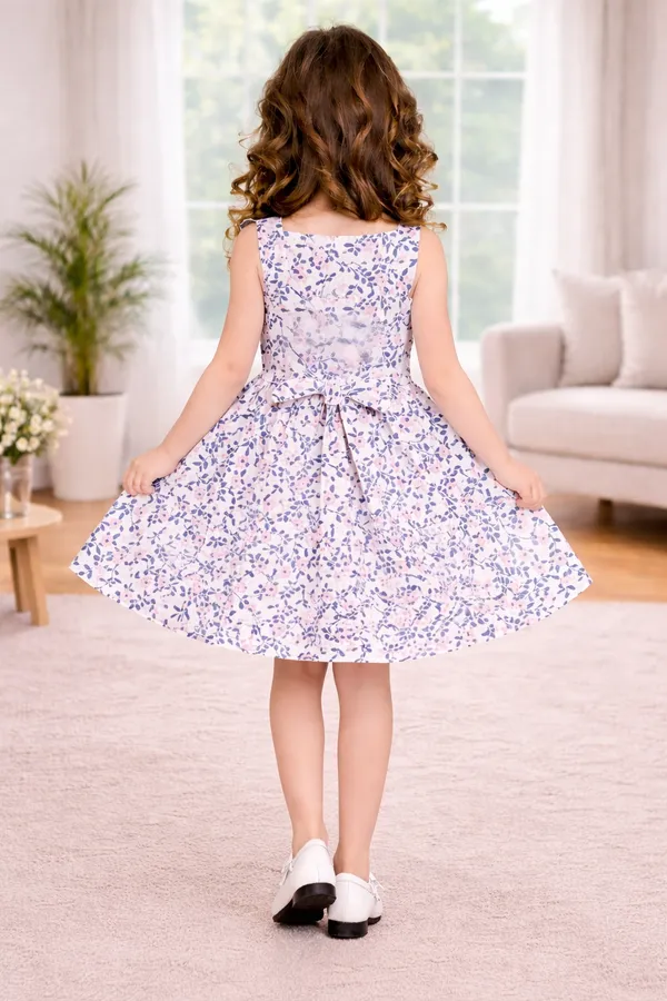 Blossom_Floral_Pink_Bow_Flare_Dress_for_Girls