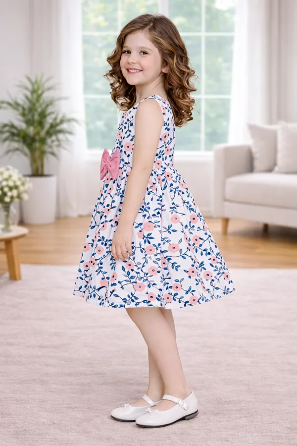 Blossom_Floral_Pink_Bow_Flare_Dress_for_Girls