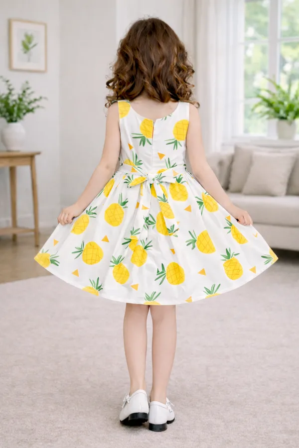 Sunny_Pineapple_Bow_Flare_Dress_for_Girls
