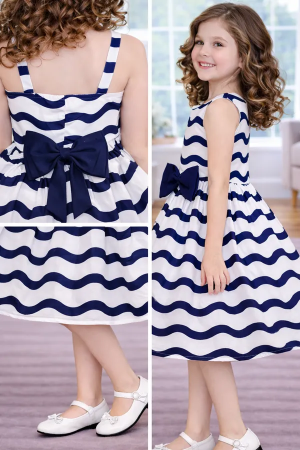 Navy_Blue_Wave_Stripe_Bow_Flare_Dress_for_Girls