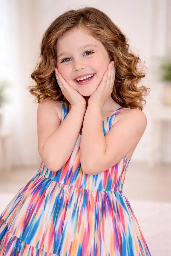 Rainbow_Splash_Print_Layered_Flare_Dress_for_Girls
