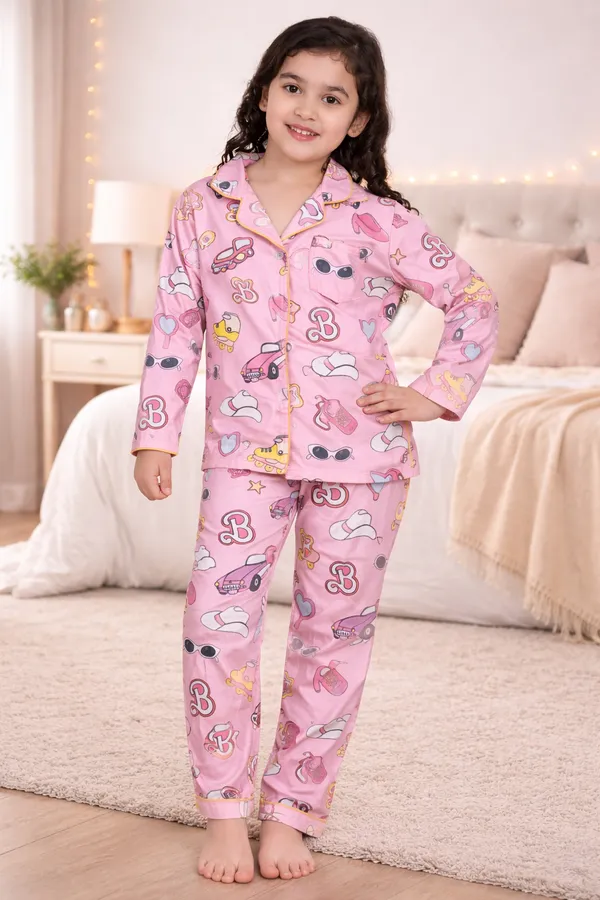 Princess_Style_Pink_Fun_Print_Nightwear_Set