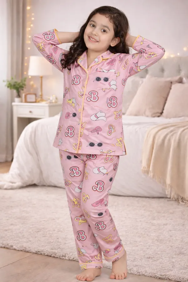 Princess_Style_Pink_Fun_Print_Nightwear_Set