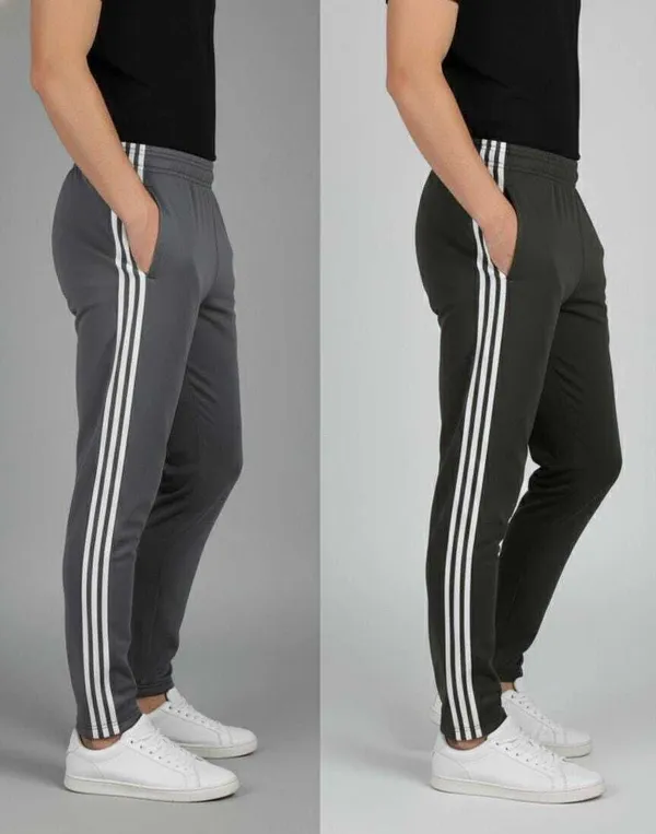 Pack_Of_2_-_Grey_&_Dark_Green_Solid_Striped_Track_Pants_For_Men