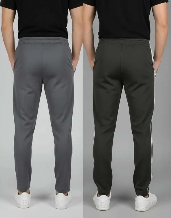 Pack_Of_2_-_Grey_&_Dark_Green_Solid_Striped_Track_Pants_For_Men