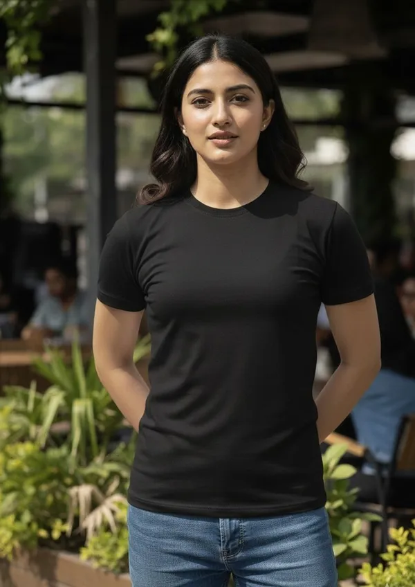 Black_Solid_Round_Neck_T-Shirt_For_Women