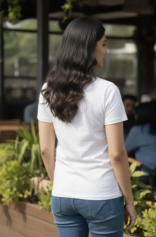 White_Solid_Round_Neck_T-Shirt_For_Women