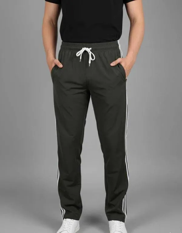 Olive_Solid_Striped_Track_Pants_For_Men