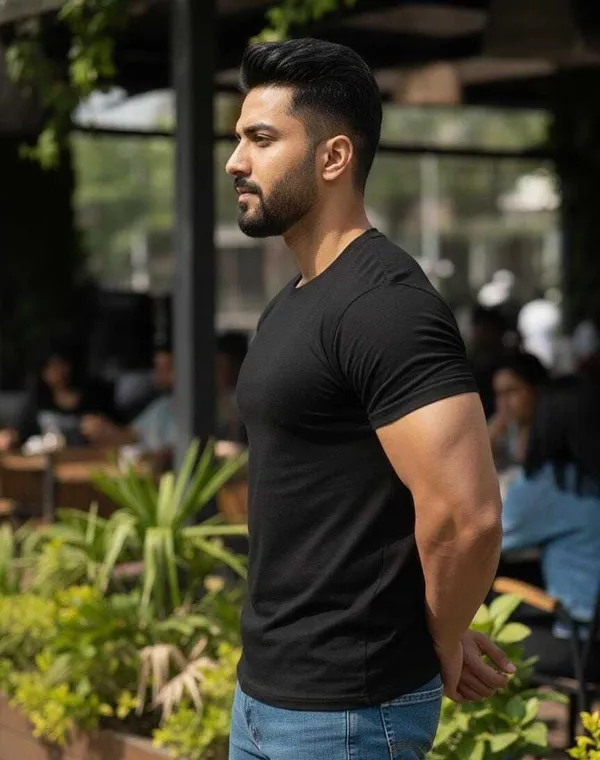 Black_Solid_Round_Neck_T-Shirt_For_Men