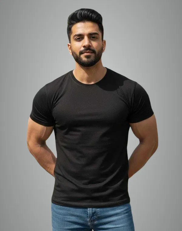 Black_Solid_Round_Neck_T-Shirt_For_Men