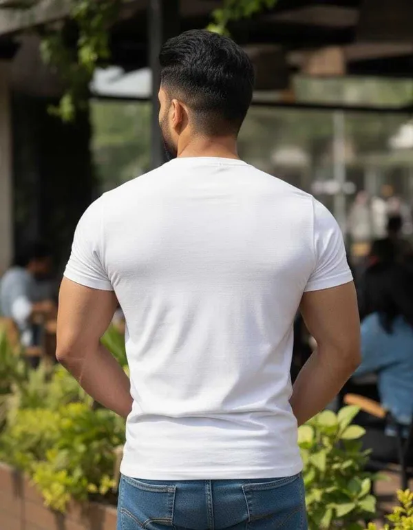 White_Solid_Round_Neck_T-Shirt_For_Men