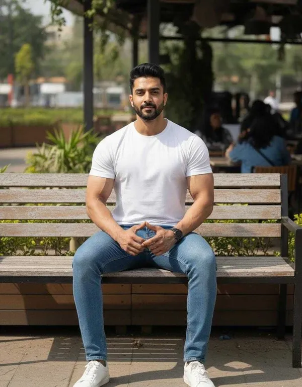 White_Solid_Round_Neck_T-Shirt_For_Men