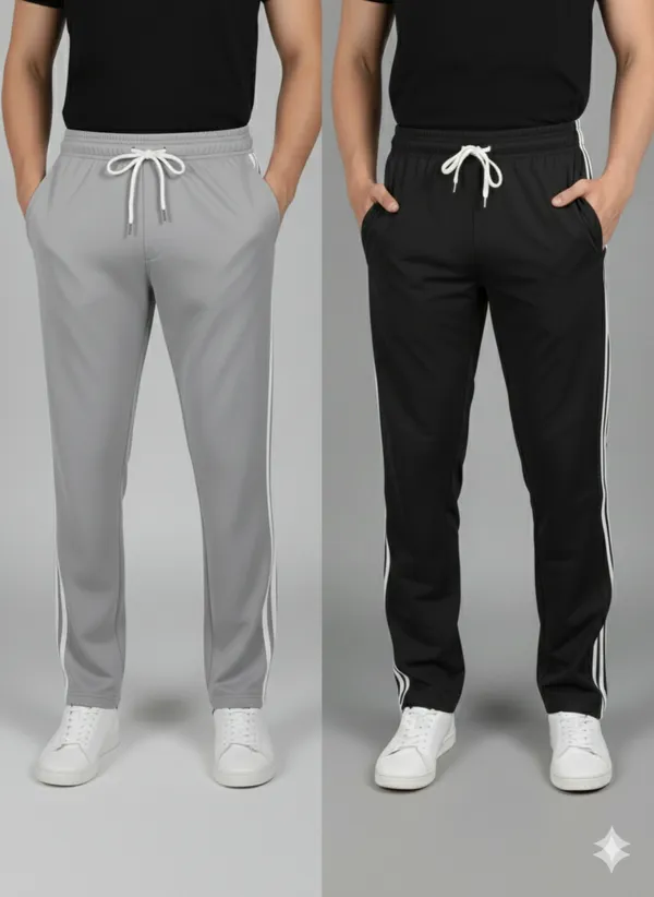 Pack_Of_2_-_Grey_&_Black_Solid_Striped_Track_Pants_For_Men
