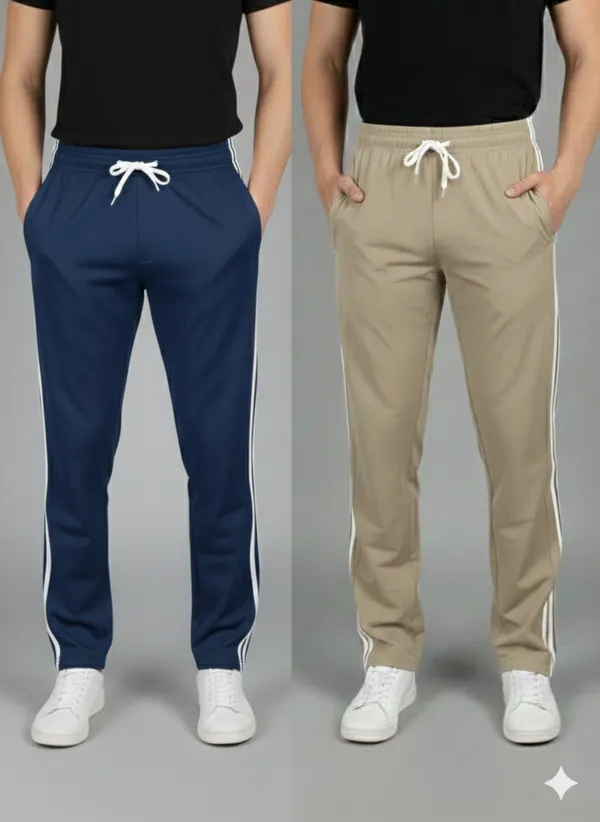 Pack_Of_2_-_Navy_Blue_And_Cream_Solid_Striped_Track_Pants_For_Men