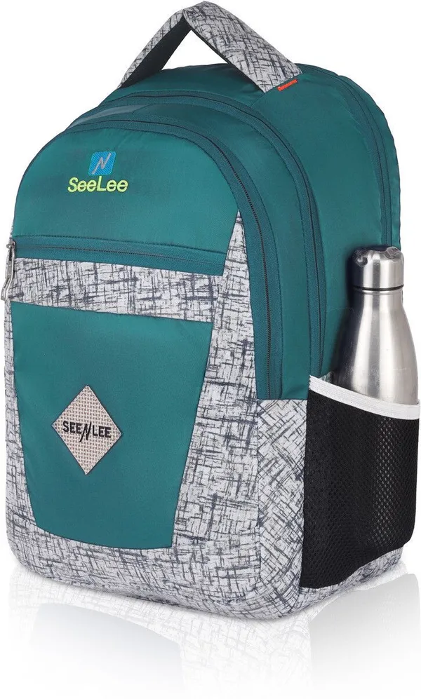 Teal_Blue_Premium_Polyester_,_Nylon_&_Pu_Backpack_For_Men_&_Women