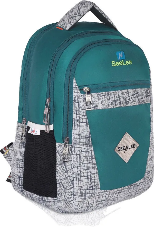 Teal_Blue_Premium_Polyester_,_Nylon_&_Pu_Backpack_For_Men_&_Women