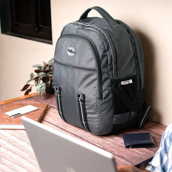 Grey_Premium_Polyester_&_Pu_Backpack_For_Men_&_Women