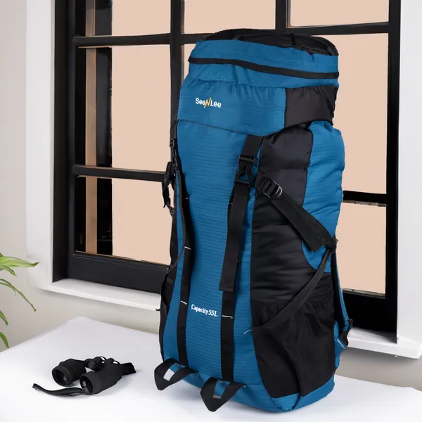 SeenLee_55L_Trekking_&_Hiking_Backpack_for_Men_&_Women_|_Waterproof_Travel_Rucksack_with_Multi-Pocket_Storage_|_Camping_&_Outdoor_Backpack_(Blue)