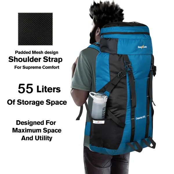 SeenLee_55L_Trekking_&_Hiking_Backpack_for_Men_&_Women_|_Waterproof_Travel_Rucksack_with_Multi-Pocket_Storage_|_Camping_&_Outdoor_Backpack_(Blue)