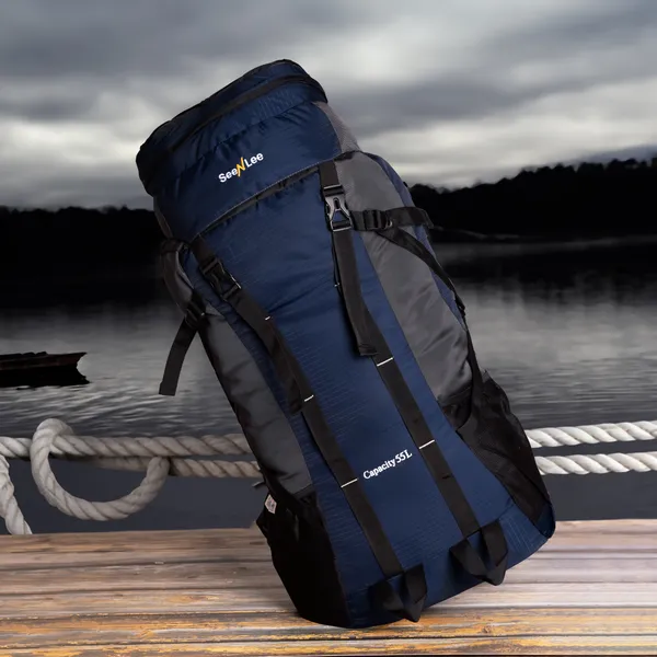 SeenLee_55L_Trekking_&_Hiking_Backpack_for_Men_&_Women_|_Waterproof_Travel_Rucksack_with_Multi-Pocket_Storage_|_Camping,_Outdoor_&_Backpacking_Bag_(Navy_Blue)