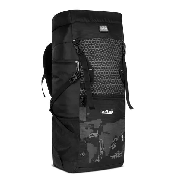 SeenLee_70L_Travel_&_Trekking_Backpack_for_Men_&_Women_|_Waterproof_&_Lightweight_Hiking_Rucksack_with_Multi-Pocket_Storage_|_Camping_&_Outdoor_Backpack_(Black)