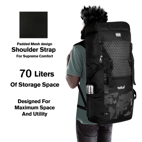 SeenLee_70L_Travel_&_Trekking_Backpack_for_Men_&_Women_|_Waterproof_&_Lightweight_Hiking_Rucksack_with_Multi-Pocket_Storage_|_Camping_&_Outdoor_Backpack_(Black)