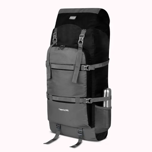 SeenLee_90L_Travel_&_Trekking_Backpack_for_Men_&_Women_|_Extra-Large_Waterproof_Hiking_Rucksack_with_Multi-Strap_Support_&_Storage_|_Camping_&_Outdoor_Backpack_(Grey)