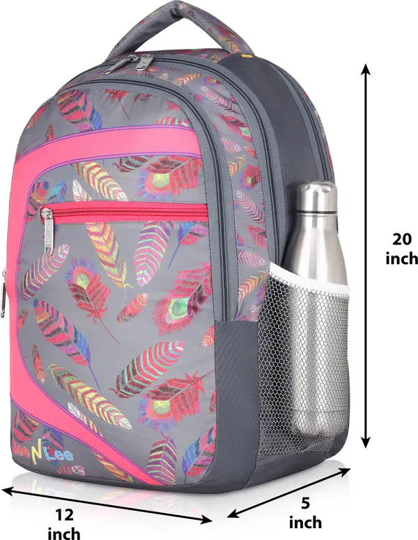 Grey_&_Pink_Premium_Polyester_,_Nylon_&_Pu_Backpack_For_Girls