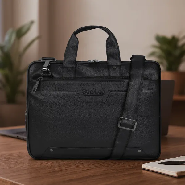SeeNlee_Premium_Black_Laptop_Bag_for_Office_&_Travel_–_Business_Laptop_Briefcase_with_Strong_Metal_Zippers,_Dual_Handles_&_Extra_Storage_–_Fits_14–15.6_inch_Laptops